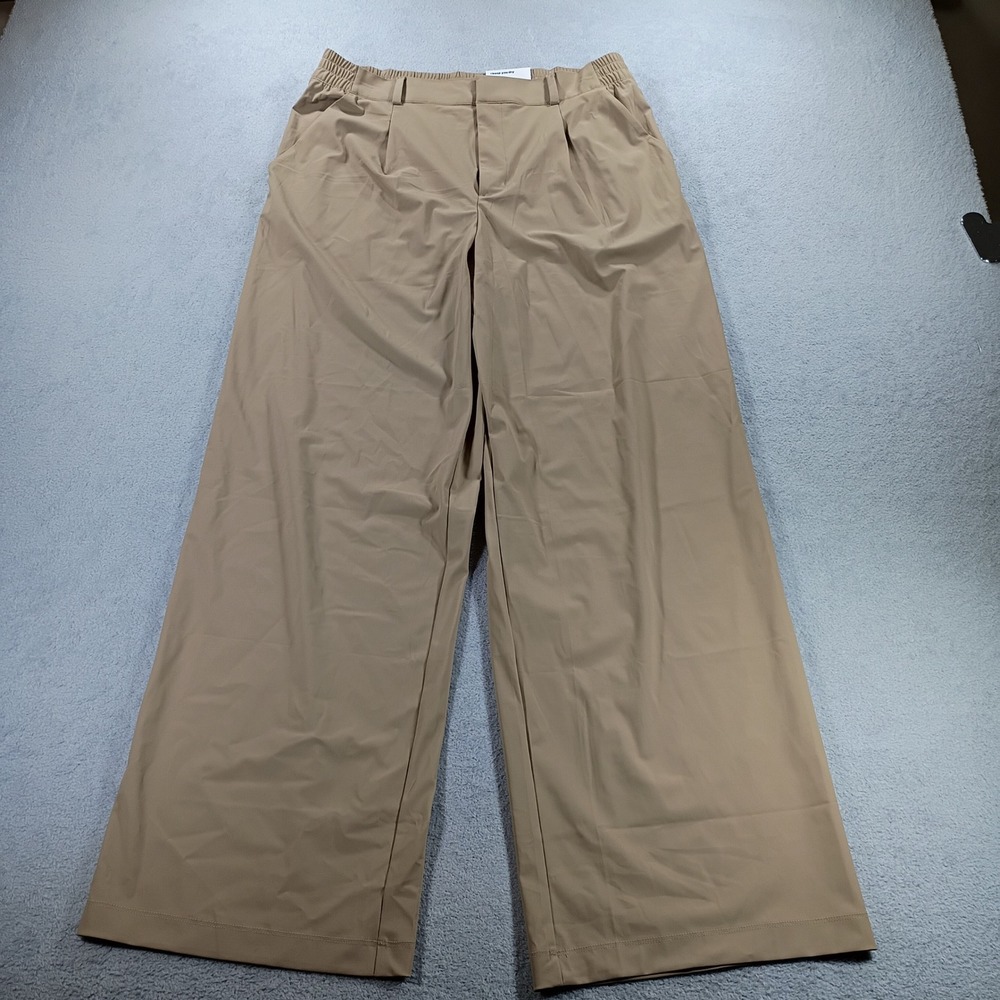 Old Navy Womens SleekTech High-Rise Go-Dry Wide-Leg Pants Tan M New